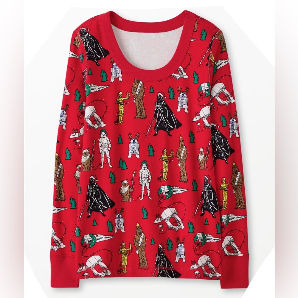 NWT Hanna Andersson Women's STAR WARS™ Holiday Long John Pajama Top, Red, M or L